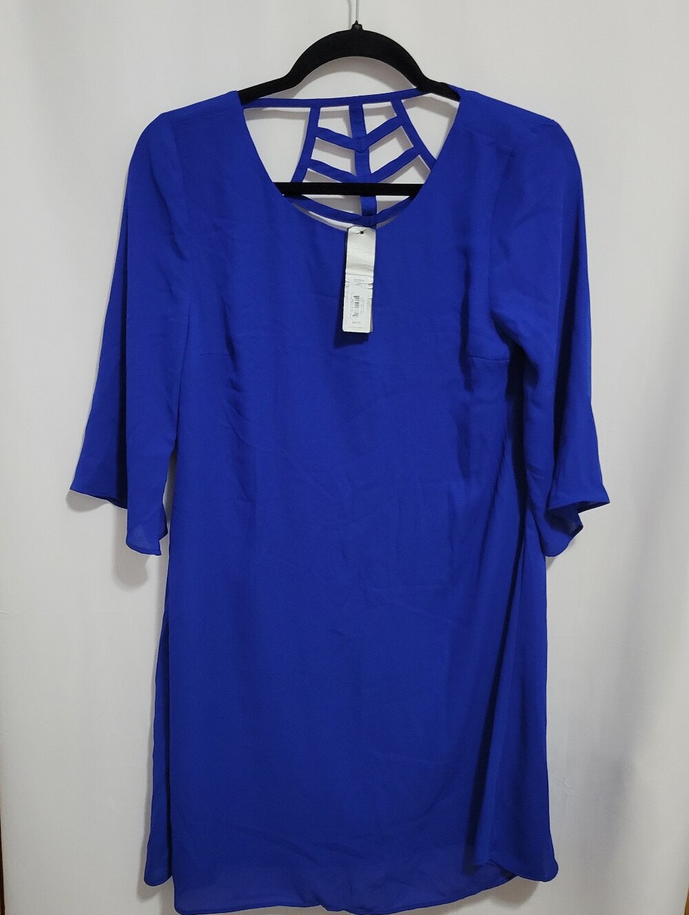 Apt. 9 Royal Blue Long Sleeve Shift Dress with Ladder Back, Size 2. NEW